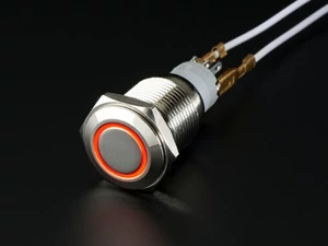 A559 Vandálbiztos nyomógomb piros LED gyűrűvel, d=16mm