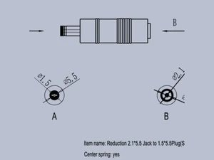 Csatlakozó adapter 2.1x5.5-ről 1.5x5.5-re (S)