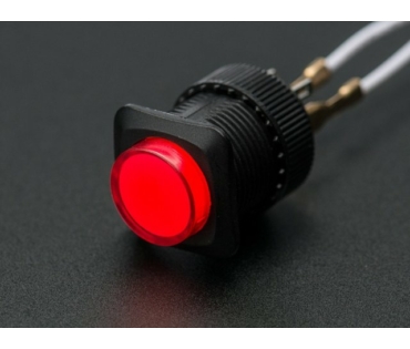 A1439 16mm-es világító nyomógomb - piros