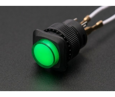 A1440 16mm-es világító nyomógomb - zöld