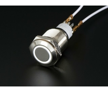 A558 Vandálbiztos nyomógomb fehér LED gyűrűvel, d=16mm