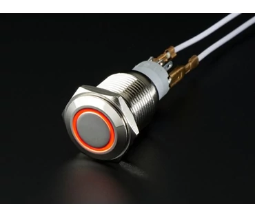 A916 Vandálbiztos kapcsoló piros LED gyűrűvel, d=16mm