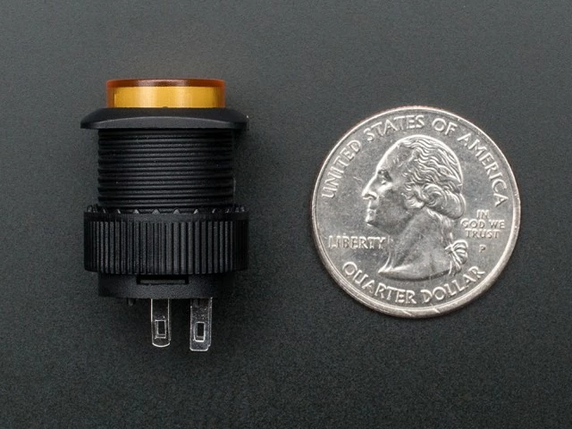 A1441 16mm-es világító nyomógomb - sárga