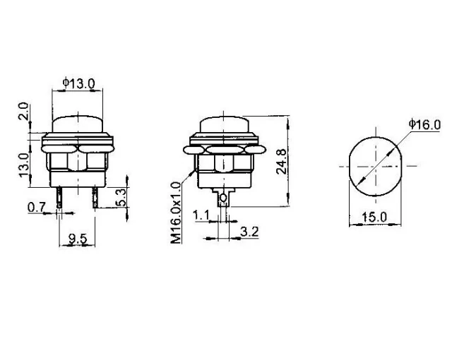 A1505 Nyomógomb 16-os furathoz