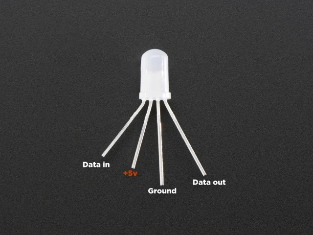A1938 NeoPixel Diffúz 5mm-es RGB LED - 5db