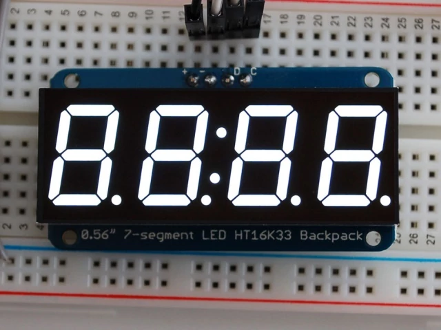 A1002 0.56 inch clock display w/I2C backpack - White