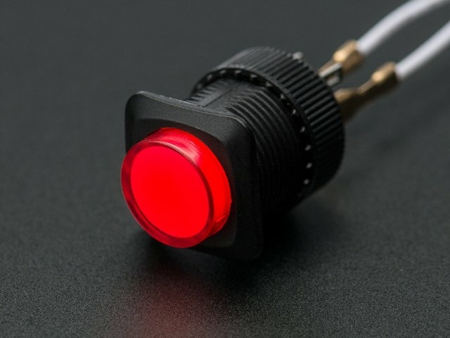 A1439 16mm-es világító nyomógomb - piros