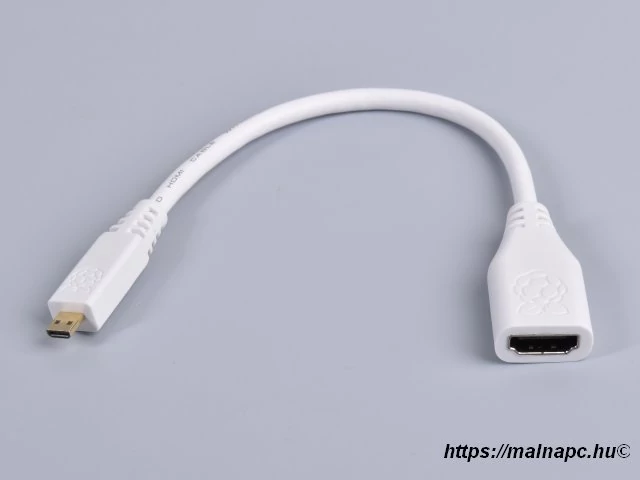 Raspberry Pi micro-HDMI / HDMI adapter kábel, 235mm fehér