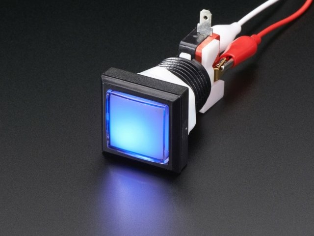 A491 Nyomógombos mikrokapcsoló kék LED világítással 33x33mm