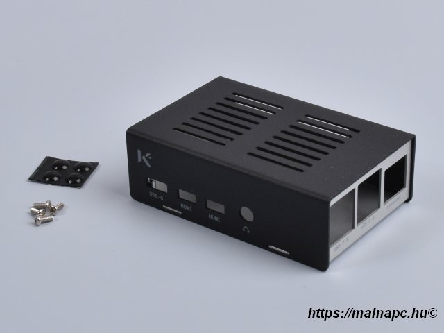 KKSB fekete/ezüst fém doboz Raspberry Pi 4-hez