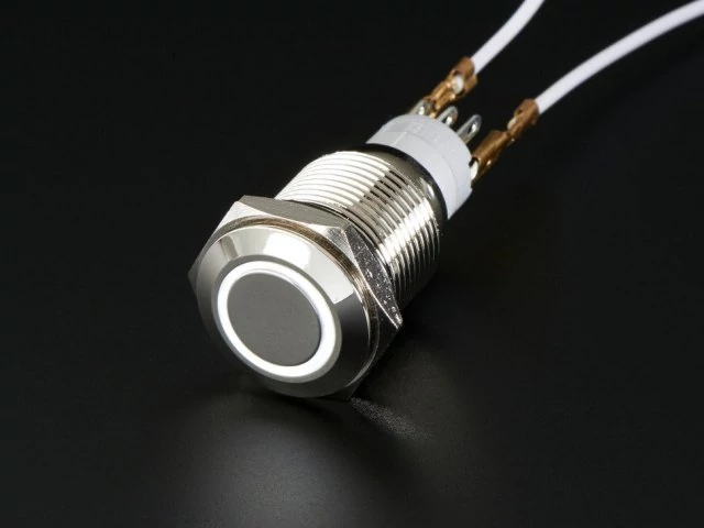 A558 Vandálbiztos nyomógomb fehér LED gyűrűvel, d=16mm