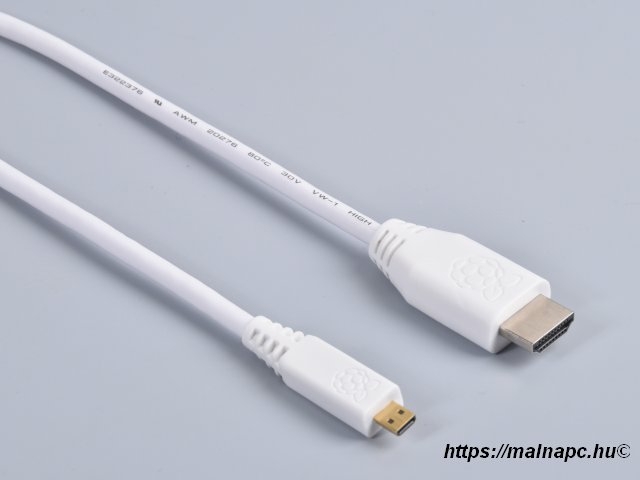 Raspberry Pi micro-HDMI / HDMI A kábel, fehér 1m-es