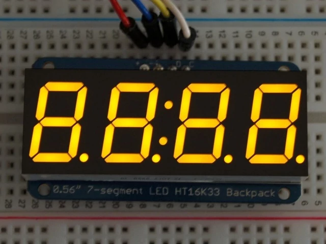 A879 0.56 inch clock display w/I2C backpack - yellow