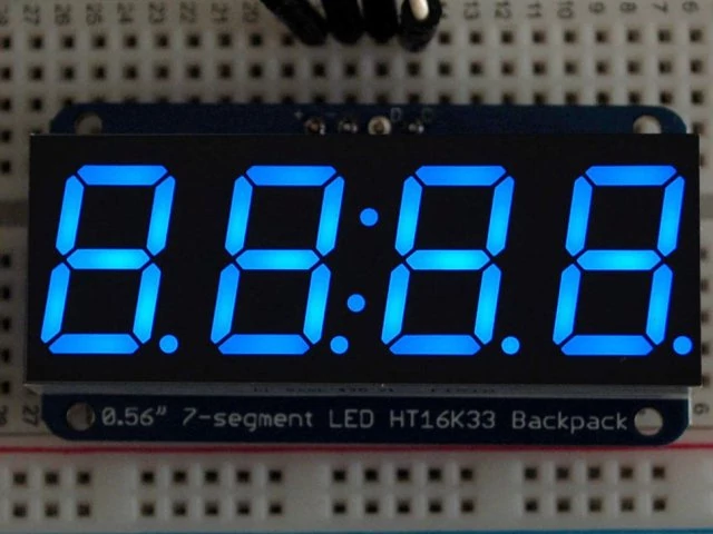 A881 0.56 inch clock display w/I2C backpack - blue