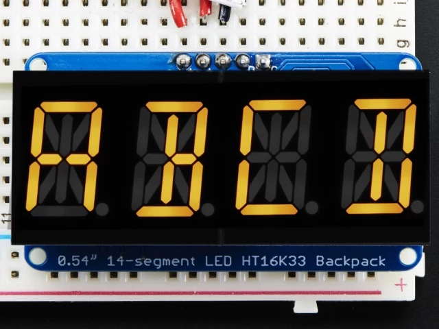 Adafruit 2158 Quad Alphanumeric Display - Yellow 0.54