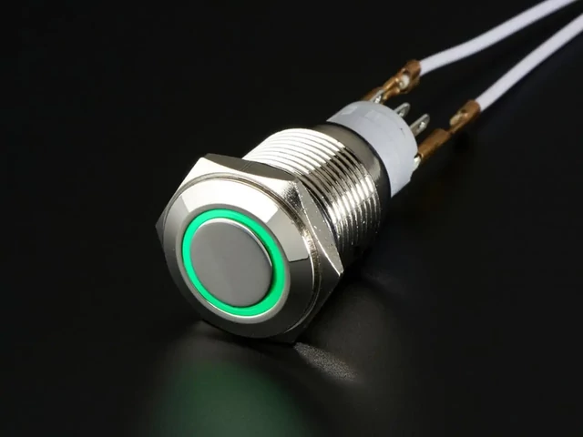 A482 Vandálbiztos kapcsoló zöld LED gyűrűvel, d=16mm