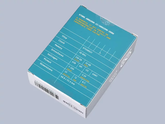 Arduino Zero - ABX00003 dobozának hátoldala