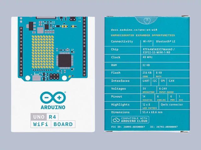 Arduino UNO R4 Wifi - ABX00087 doboz hátoldala