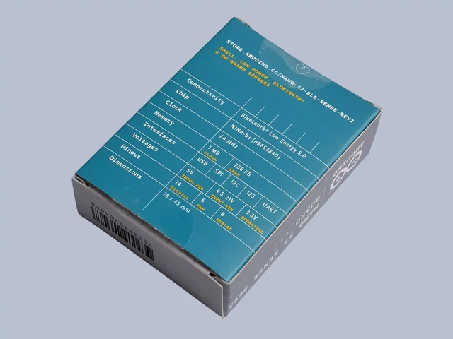 Arduino Nano 33 BLE Sense dobozának hátoldala