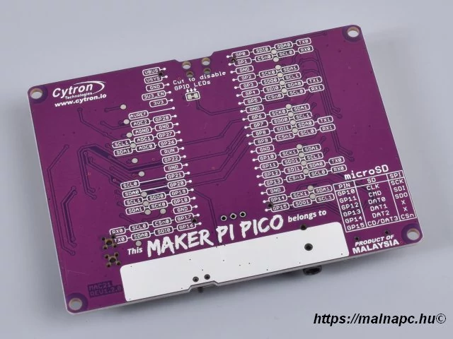 Maker Pi Pico Base hátoldala