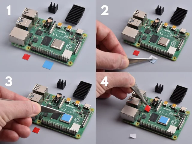 Raspberry Pi hűtőborda szerelés menete 1-4