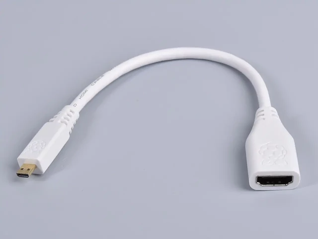 Raspberry Pi micro-HDMI / HDMI adapter kábel, 235mm fehér