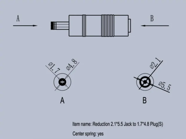 Csatlakozó adapter 2.1x5.5-ről 1.7x4.8-ra (S)