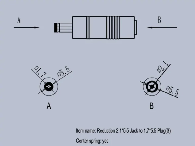 Csatlakozó adapter 2.1x5.5-ről 1.7x5.5-re (S)